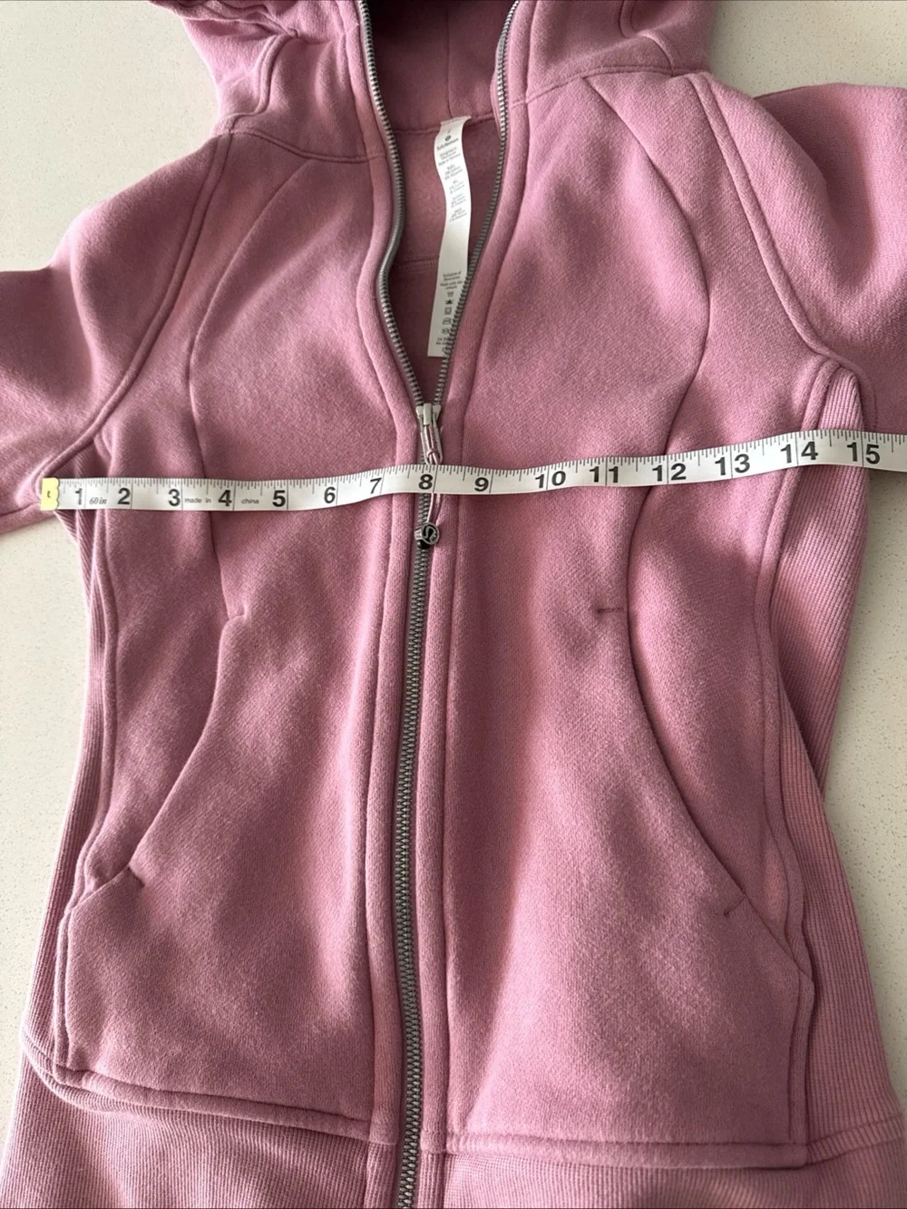 Lululemon Scuba Full Zip Hoodie Size 2 Powder Pink Cotton Jacket Pockets